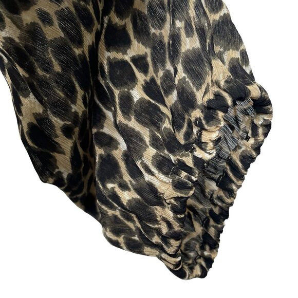 J.Crew Womens Blouse Size Small Mock Neckline Animal Print Long Sleeves Elastic - Picture 8 of 10